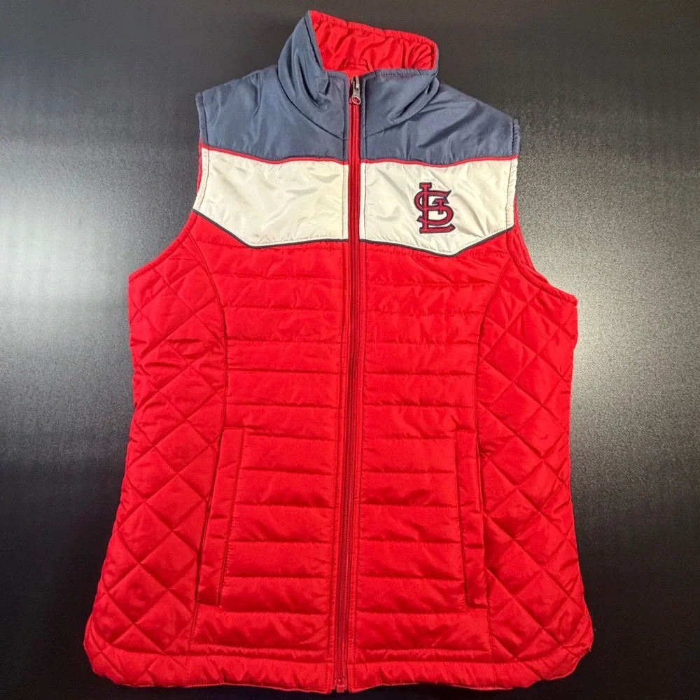 GIII Sports St Louis Cardinals MLB Quilted Puffer Vest Red Blue Womens Small K6